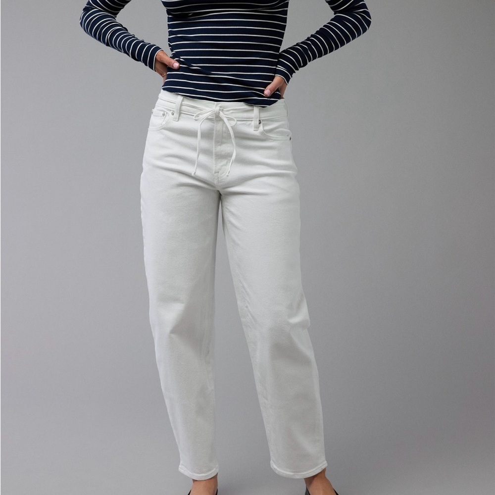 American Eagle AE Stretch Barrel Jeans Cool White Size 20 Regular NWT